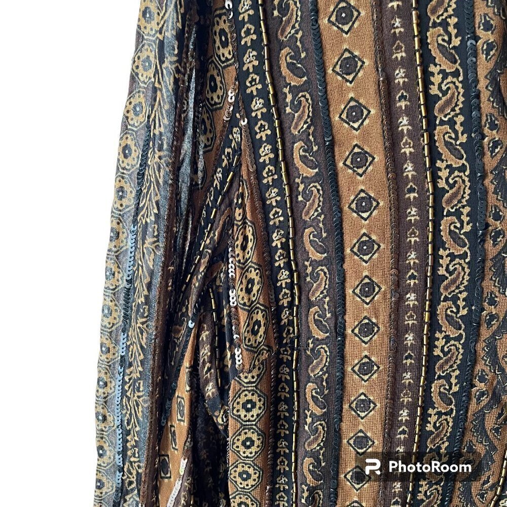 Veronica Beard Borrelli Brown Beaded Maxi Dress - Size 2 - Picture 4 of 7